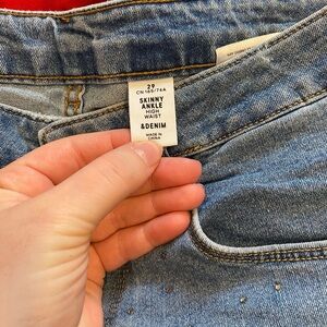 H&M Rhinestone High Rise Skinny Ankle Jeans